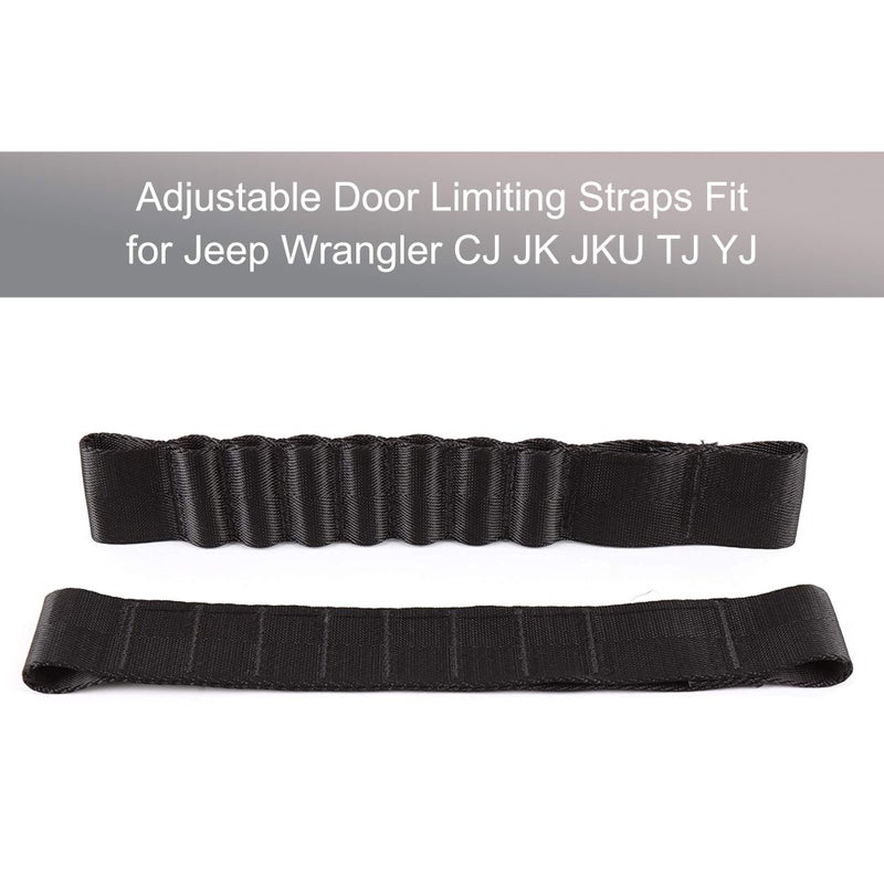 VOFONO 2 PCS Updated Heavy Duty Strong Adjustable Door Limiting Check Strap with Zipper Perfect for Jeep Wrangler Black Pack of 2 - Image 5